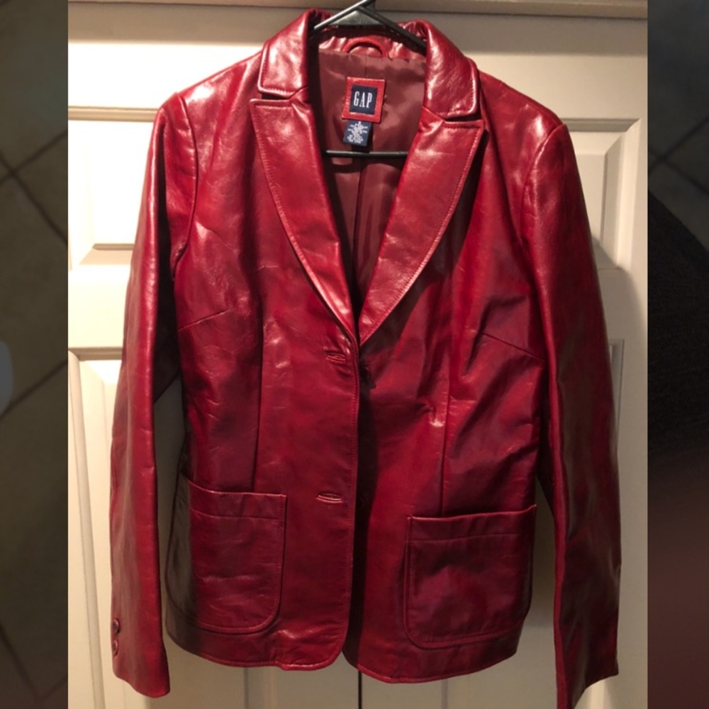 GAP 100% leather jacket in Red/Burgundy